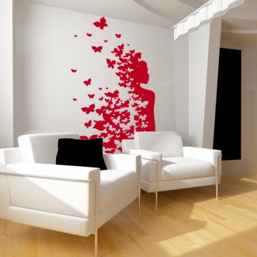 wall sticker girl with butterflies
