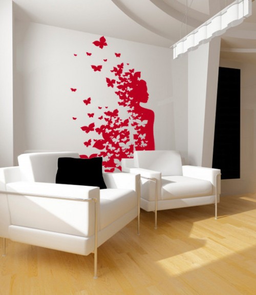 wall sticker girl with butterflies