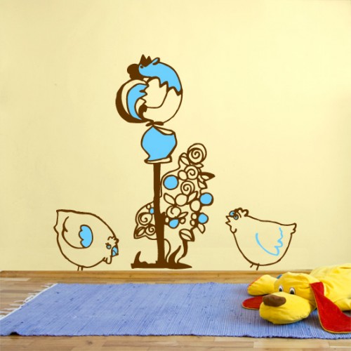 cockerel and hens_kids wall sticker